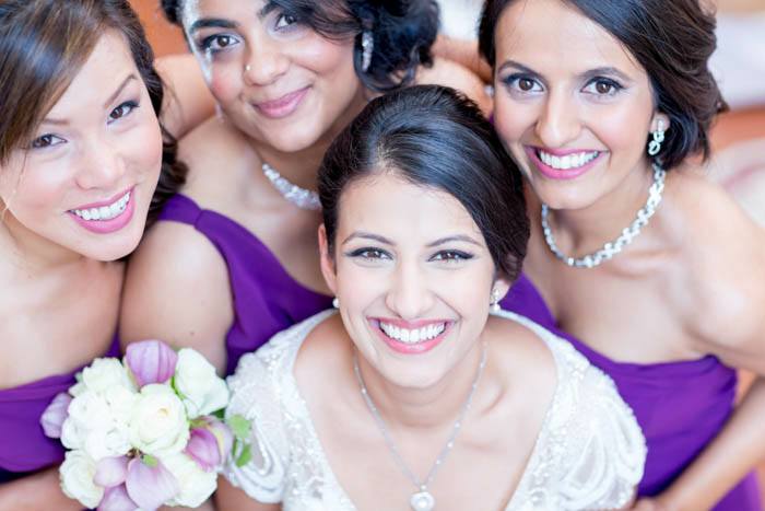 A bride and her bridesmaids ready for the wedding